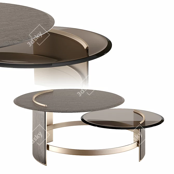 Glamorous Glass-Copper Center Table 3D model image 1