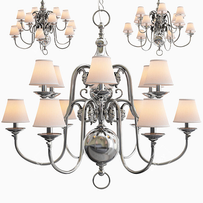 Elegant Eichholtz La Chapelle Silver Chandelier 3D model image 1