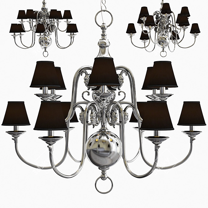 Elegant Eichholtz La Chapelle Silver Chandelier 3D model image 3