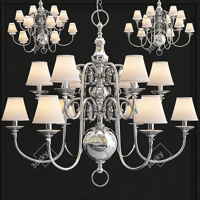 Elegant Eichholtz La Chapelle Silver Chandelier 3D model image 4