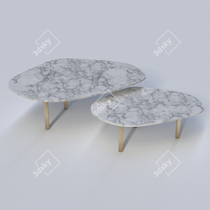 Elegant Marble Coffee Table 3D model image 1