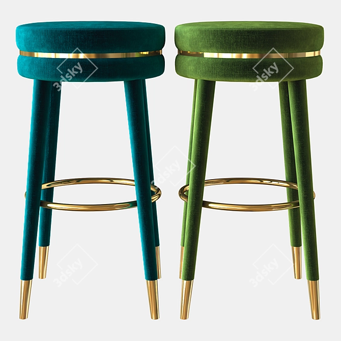 Elegant Parisian Bar Stool 3D model image 2