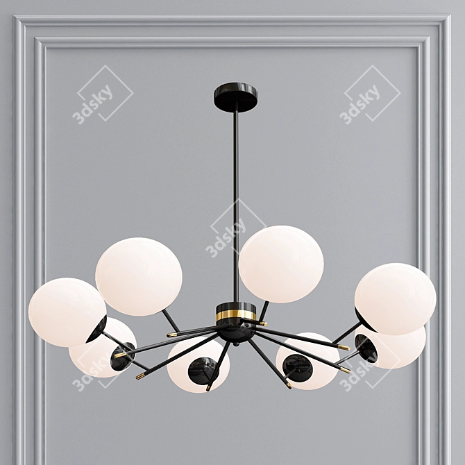 Elegant Glass Ball Chandelier 3D model image 2