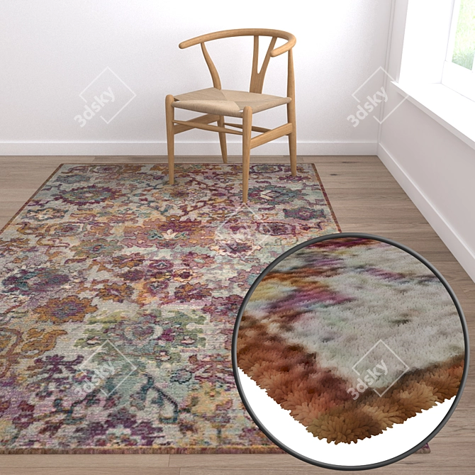High Quality Carpets Set: 3 Different Variants 3D model image 5