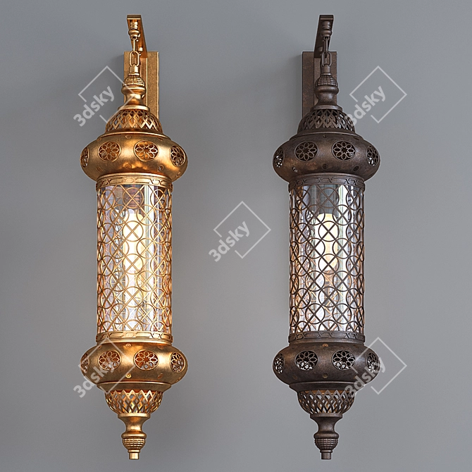 Golden Moroccan Wall Lights 3D model image 2