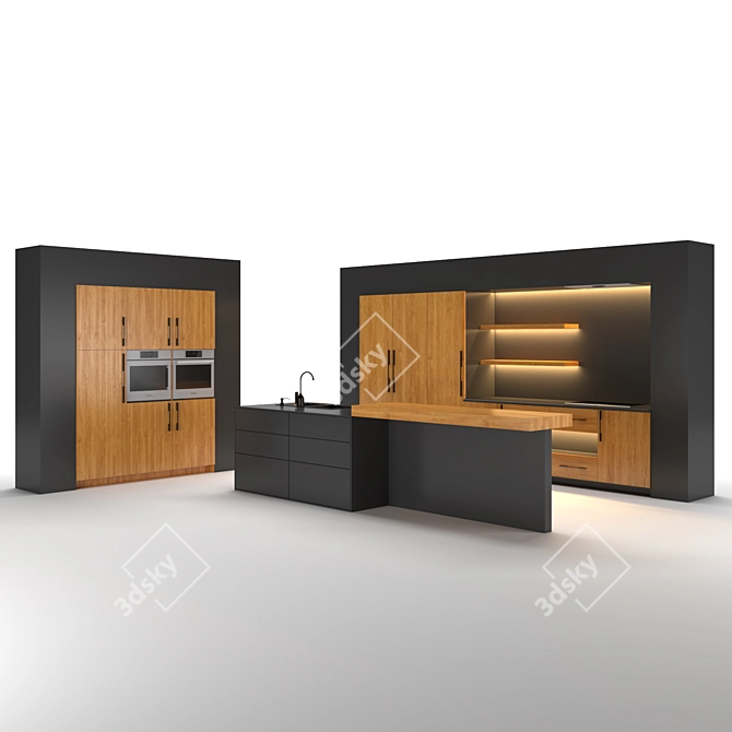 Modern Geometry Kitchen Set 3D model image 4