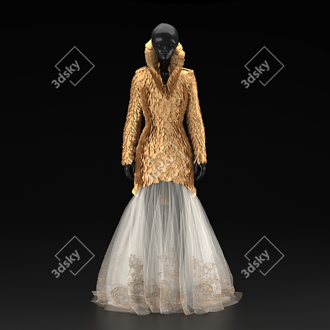 Elegant Alexander McQueen Dress Set 3D model image 1