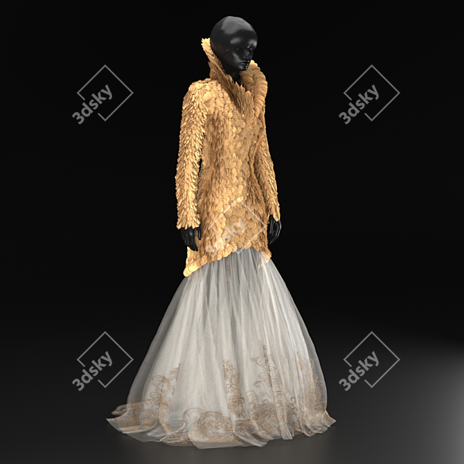 Elegant Alexander McQueen Dress Set 3D model image 3