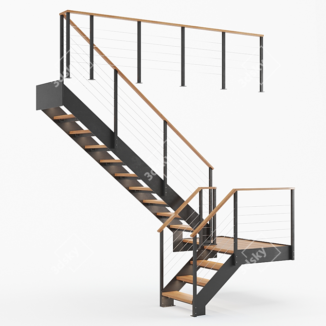 Industrial Loft Staircase 3D model image 2