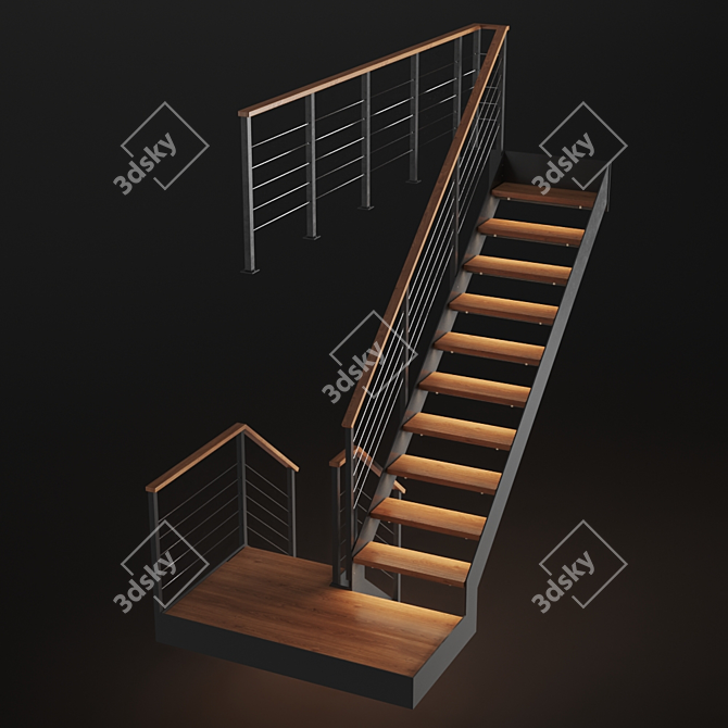 Industrial Loft Staircase 3D model image 4