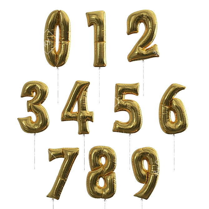 Foil Number Balloons 3D model image 1