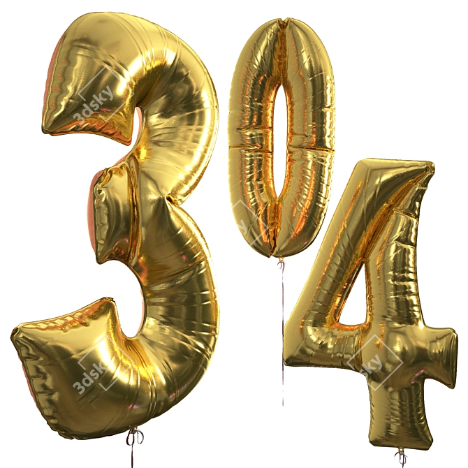 Foil Number Balloons 3D model image 2