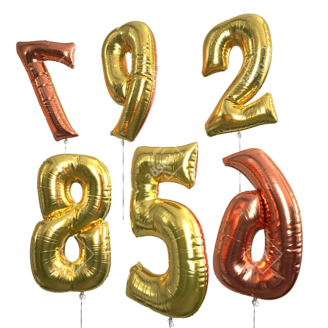 Foil Number Balloons 3D model image 4