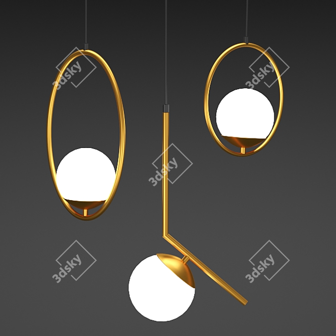 Nordic Glass Ball LED Chandelier 3D model image 1