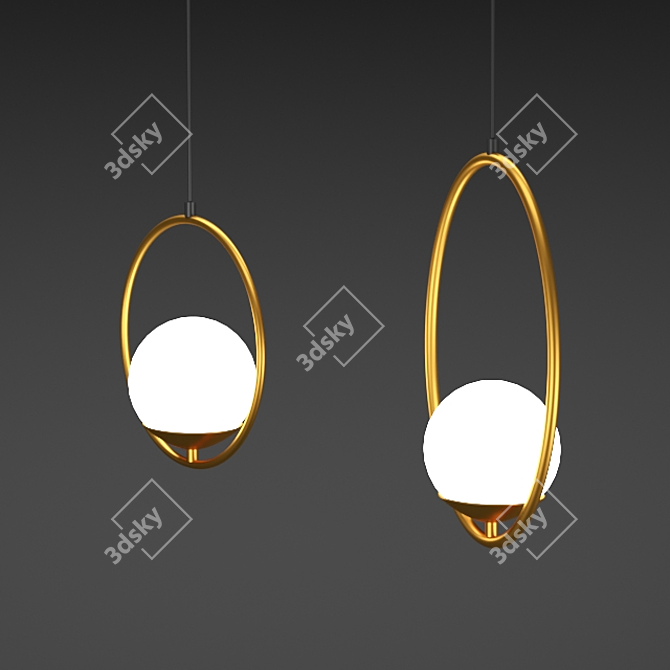 Nordic Glass Ball LED Chandelier 3D model image 3