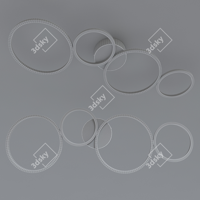 Modern Geometric Ring Trio 3D model image 2