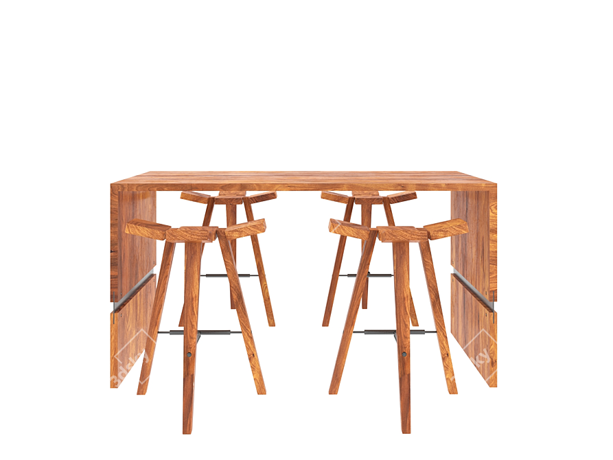 Clover Bar Table and Chairs Set 3D model image 4