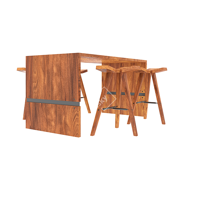 Clover Bar Table and Chairs Set 3D model image 6
