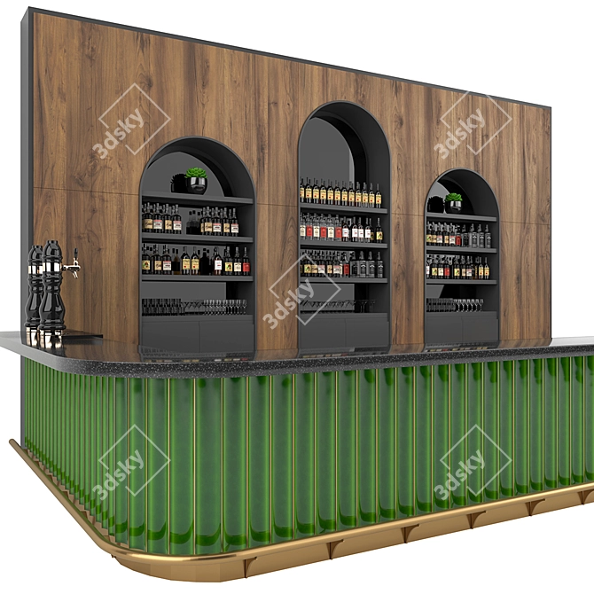 Emerald Ceramic Tiles Bar Set 3D model image 7