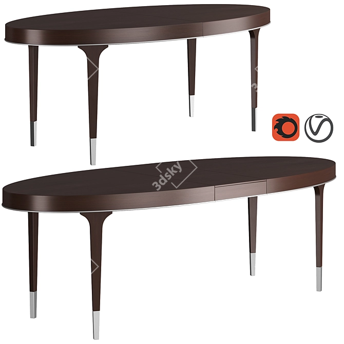 Elegant Oval Dining Table 3D model image 1