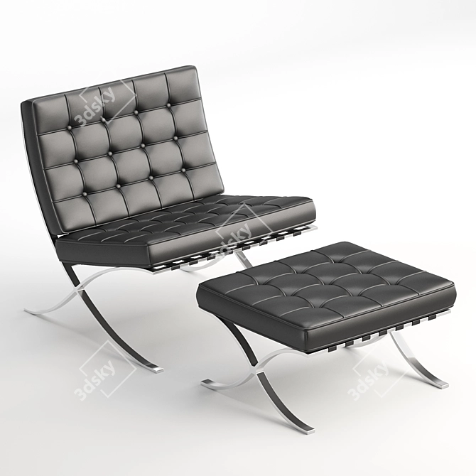 Sleek Barcelona Chair: Elegant Modern Design 3D model image 1