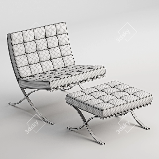 Sleek Barcelona Chair: Elegant Modern Design 3D model image 3