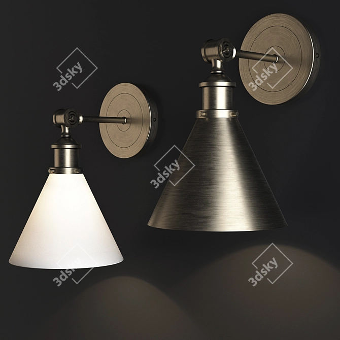 Vintage-inspired Warm Brass Wall Sconce 3D model image 1