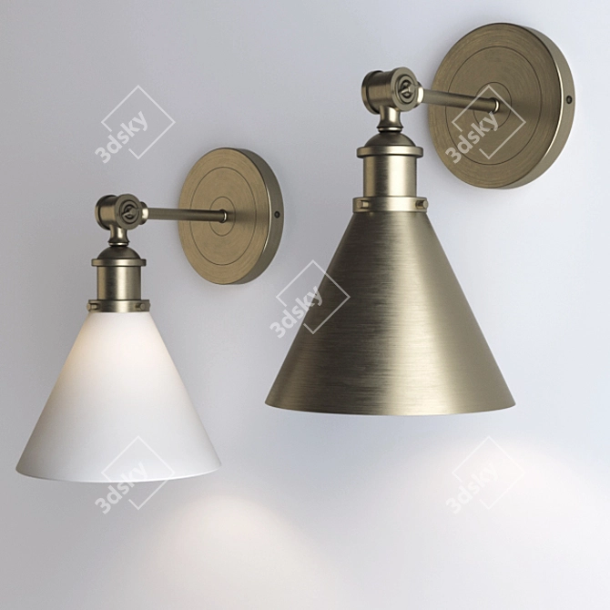 Vintage-inspired Warm Brass Wall Sconce 3D model image 3