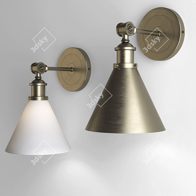 Vintage-inspired Warm Brass Wall Sconce 3D model image 4