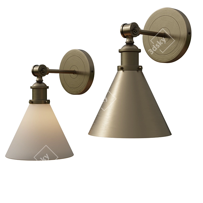 Vintage-inspired Warm Brass Wall Sconce 3D model image 5