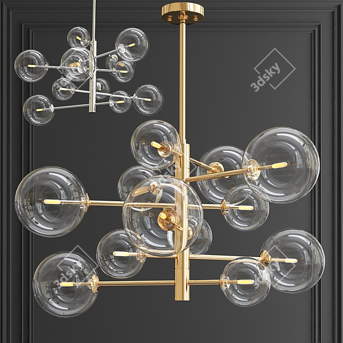 Antique Brass Chandelier - Elegant Illumination for your Space 3D model image 1