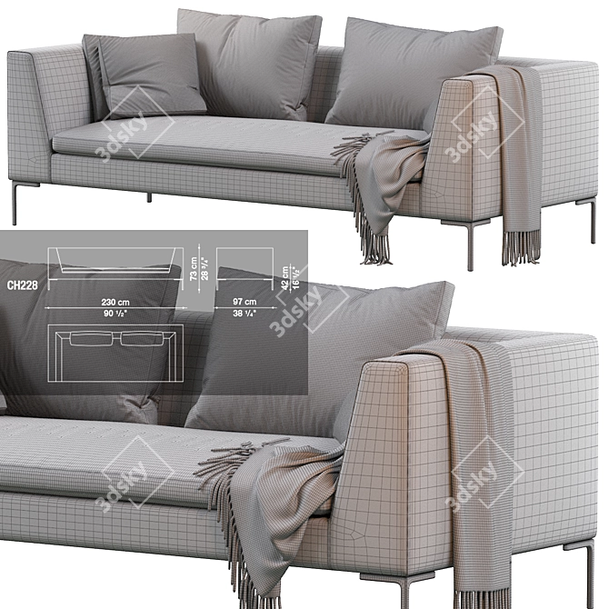 Cozy and Stylish Sofa Charles 3D model image 4