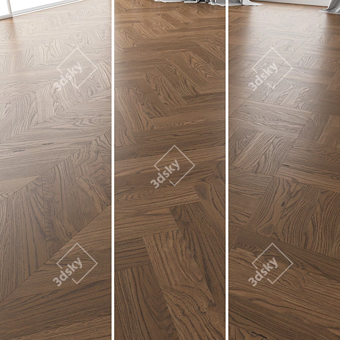 Premium Oak Parquet Set (Black Walnut Brushed) 3D model image 1