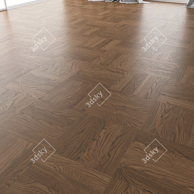 Premium Oak Parquet Set (Black Walnut Brushed) 3D model image 2