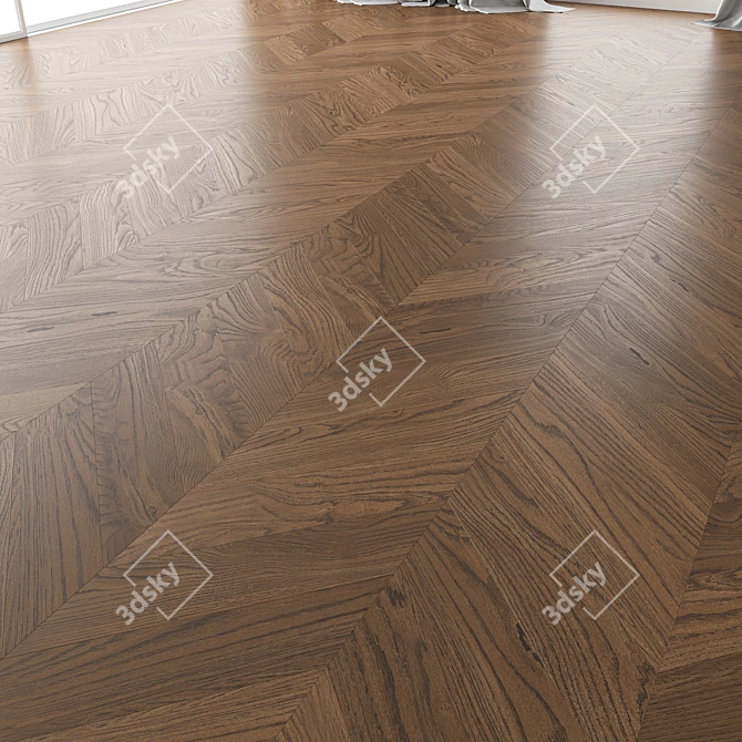 Premium Oak Parquet Set (Black Walnut Brushed) 3D model image 3