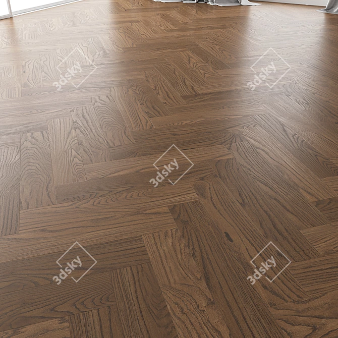 Premium Oak Parquet Set (Black Walnut Brushed) 3D model image 4