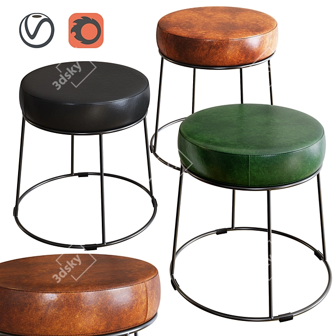 Cody Low Stool: Stylish Seating Solution 3D model image 1