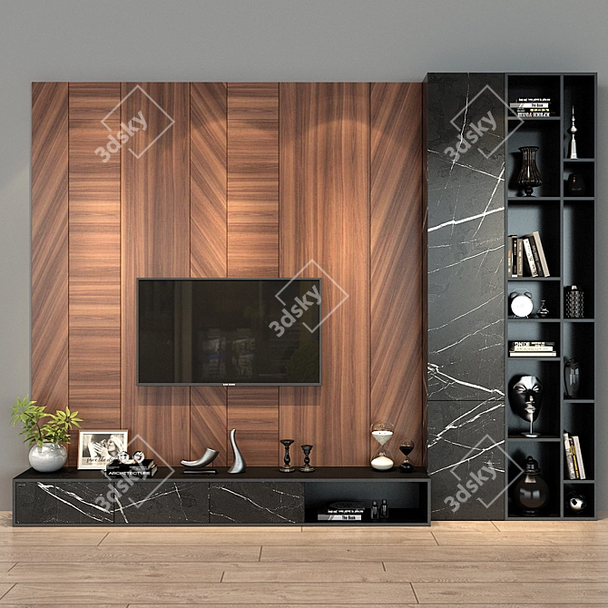 Modular TV Wall Decor: Transformable & Customizable 3D model image 1