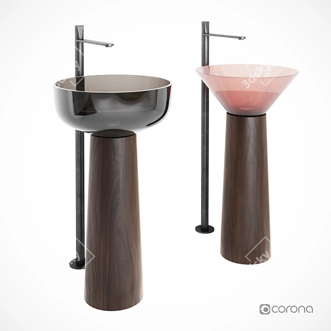 Sleek Indigo Wood Sink 3D model image 3