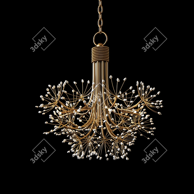 Quartz Crystal Gold Leaf Chandelier 3D model image 1