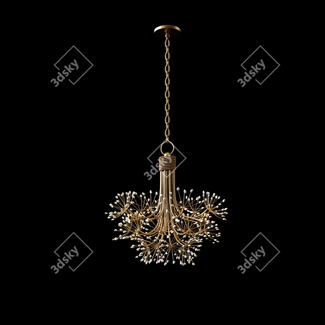 Quartz Crystal Gold Leaf Chandelier 3D model image 2