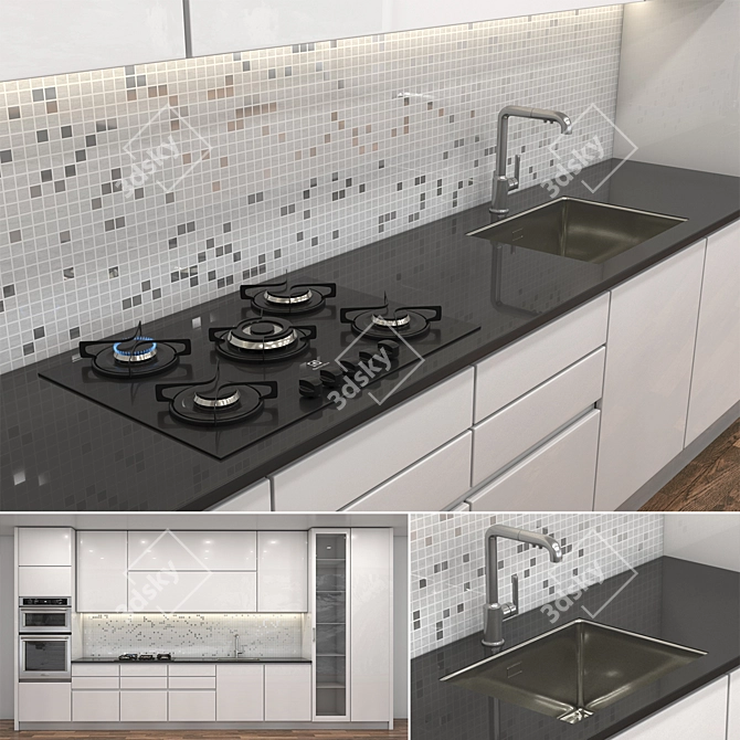 Title: Sleek White Kitchen Bundle 3D model image 4