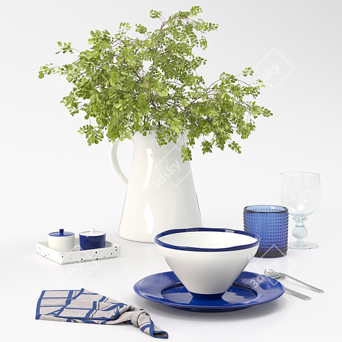 Elegant Table Setting for Two 3D model image 1