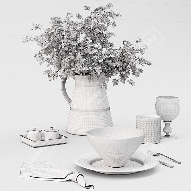 Elegant Table Setting for Two 3D model image 4