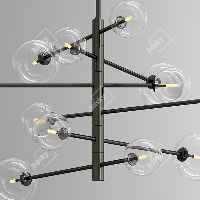 Antique Brass Glass Chandelier 3D model image 4