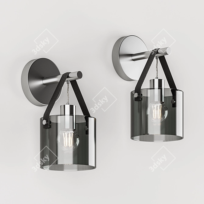 Sleek Smoke Glass Wall Lamp 3D model image 1