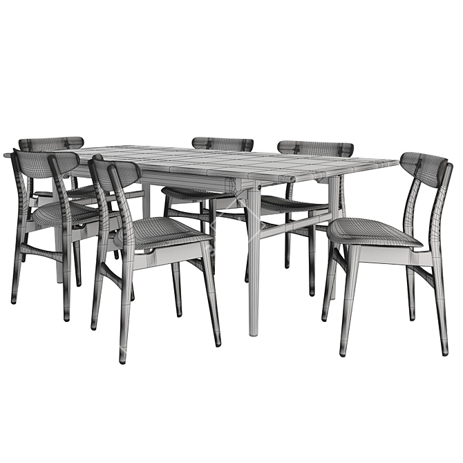 Elegant Scandinavian Dining Set 3D model image 3