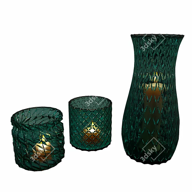 Elegant Glass Candle Holders 3D model image 3