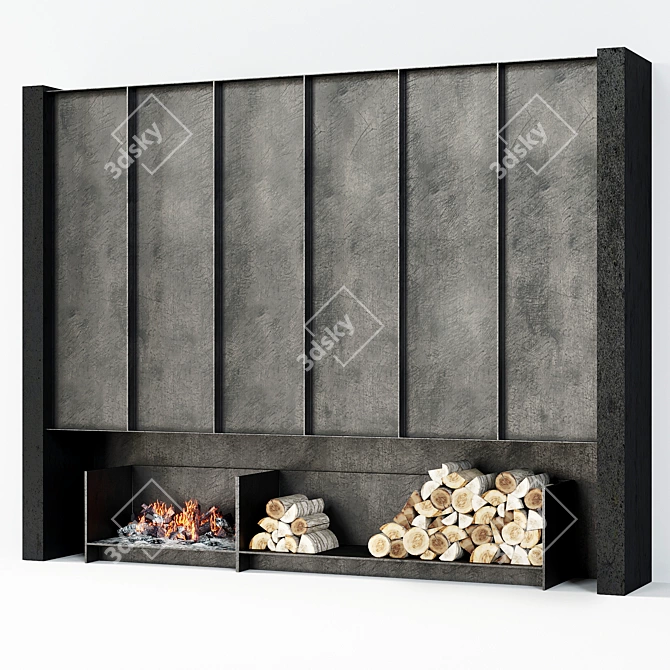 Modern Loft Style Fireplace 3D model image 1