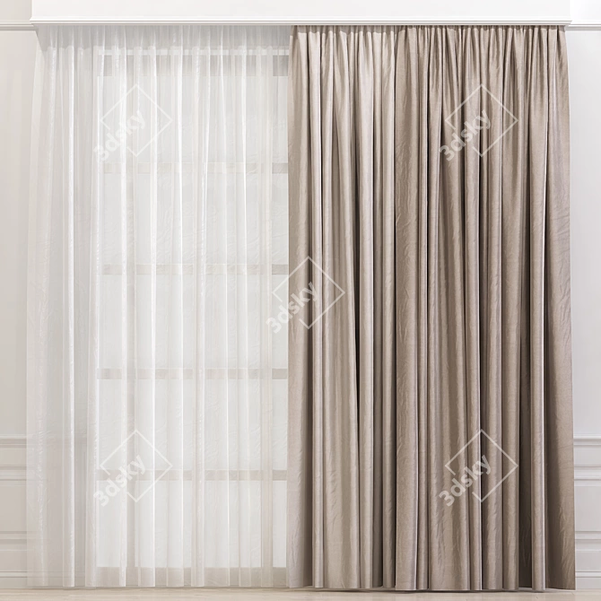 Refined Textured Curtain 3D model image 1